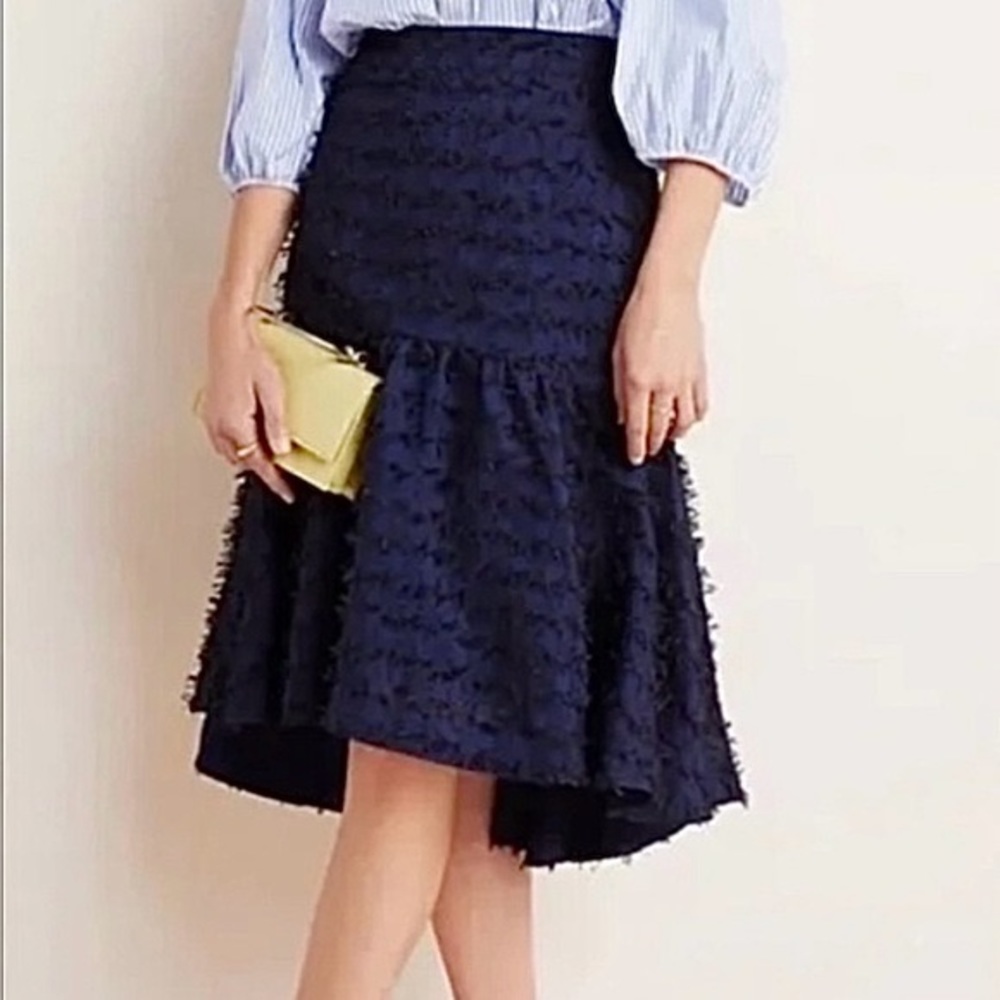 Maeve / Anthropologie Miranda eyelash fringe midi skirt